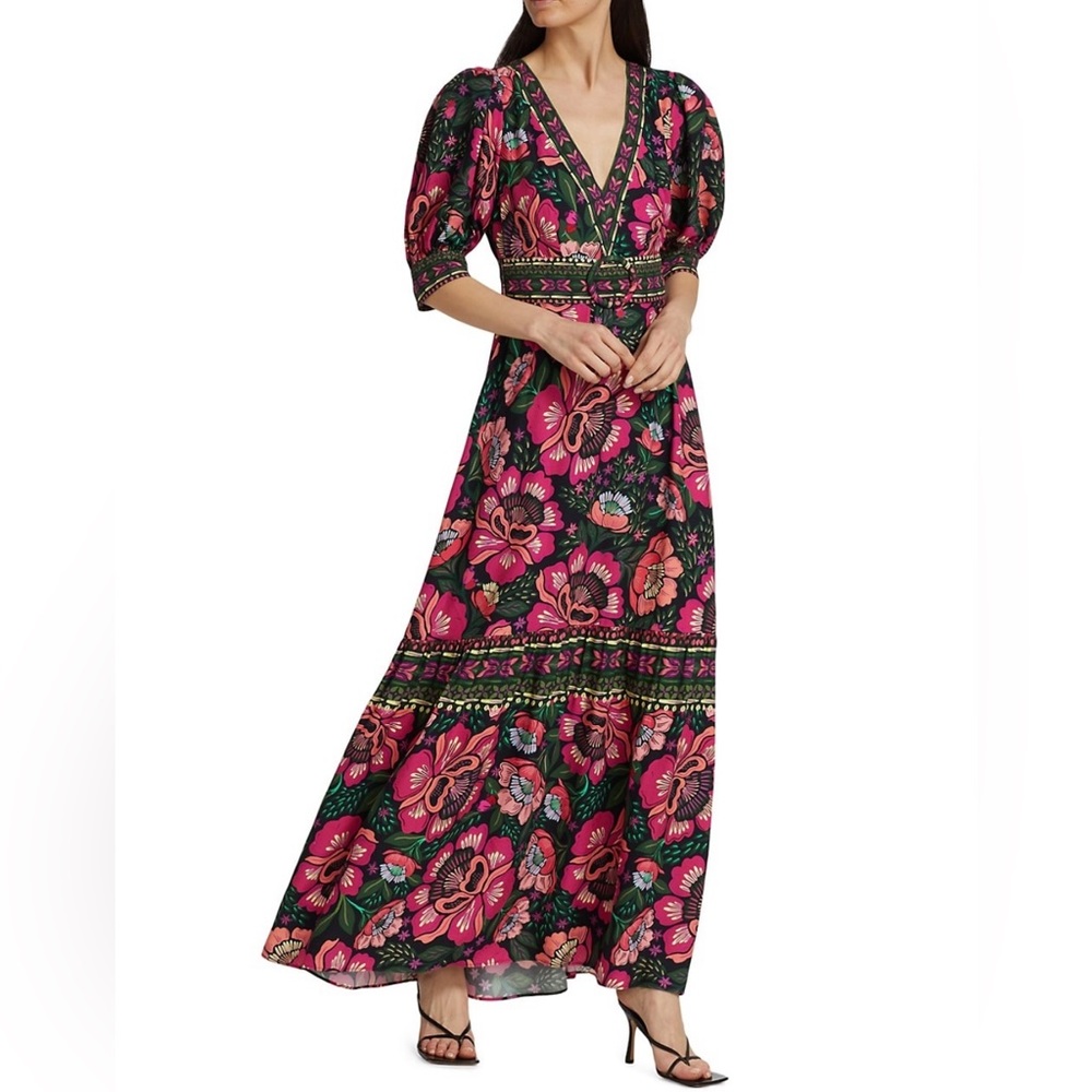 NWT Farm Rio Flowers Garden Maxi Dress, Size L